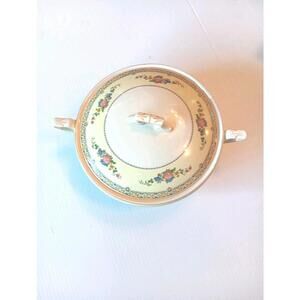 Vintage Myott English Garden 9" Covered Serving Bowl Staffordshire England